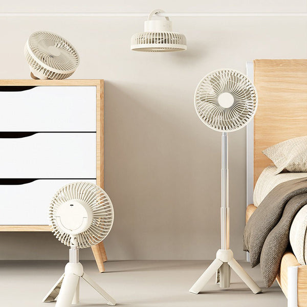 WT-RD09 Telescopic Outdoor Fan With LED lighting Tripod Household Retractable Fan USB Rechargeable Outdoor Camping Multifunctional Fan