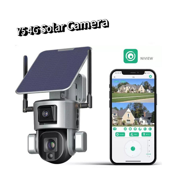 CRONY Y5 4G-4K-8MP-4X Solar Dual Linkage Battery PTZ Camera 8MP Wireless CCTV Camera Outdoor IP66 Waterproof Solar Dual Camera - Edragonmall.com