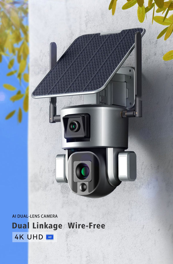 CRONY Y5 4G-4K-8MP-4X Solar Dual Linkage Battery PTZ Camera 8MP Wireless CCTV Camera Outdoor IP66 Waterproof Solar Dual Camera - Edragonmall.com
