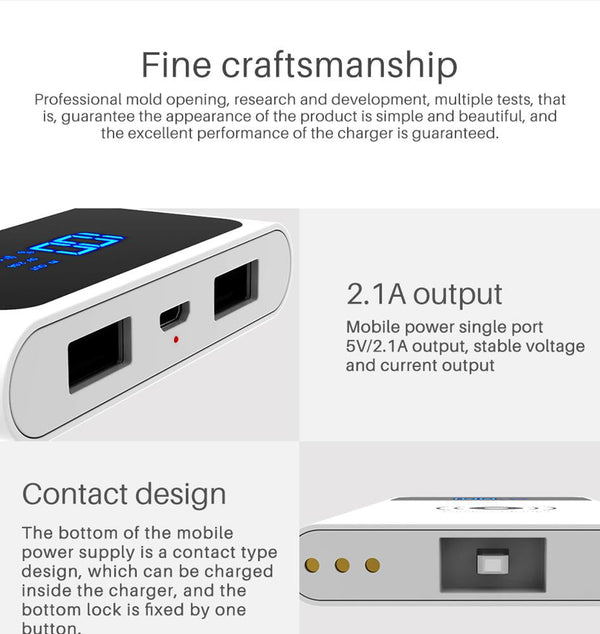 CRONY YC-008 USB Charger Dual Port Power Bank QC 3.0 Quick Charger Wireless charger Portable Adapter Power Hub for Mobile phone Tablet PC - Edragonmall.com