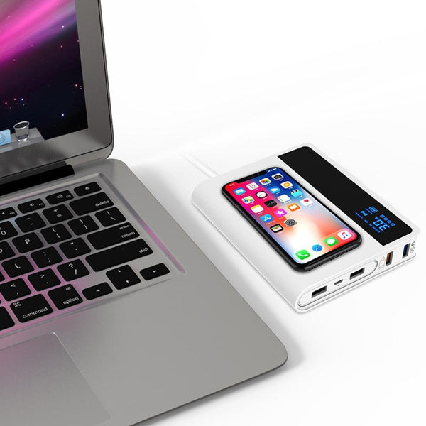 CRONY YC-008 USB Charger Dual Port Power Bank QC 3.0 Quick Charger Wireless charger Portable Adapter Power Hub for Mobile phone Tablet PC - Edragonmall.com
