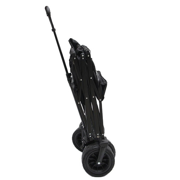 CRONY Ym-003 Folding Shopping Cart With Cover For Beachside Camping Outdoor Heavy Duty Portable Trolley /Black - Edragonmall.com