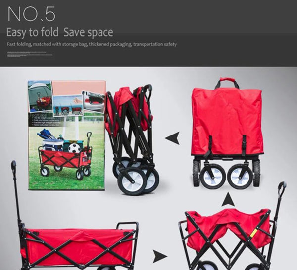 CRONY Ym-003 Folding Shopping Cart With Cover For Beachside Camping Outdoor Heavy Duty Portable Trolley /Blue - Edragonmall.com