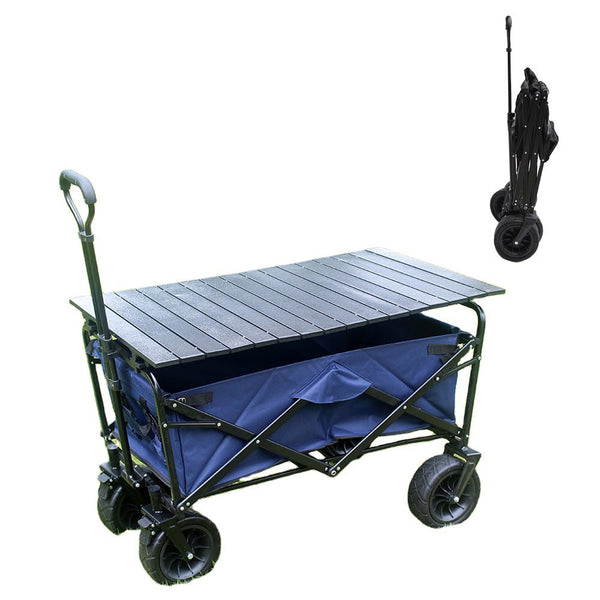 CRONY Ym-003 Folding Shopping Cart With Cover For Beachside Camping Outdoor Heavy Duty Portable Trolley /Blue - Edragonmall.com
