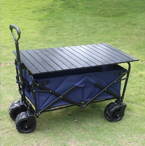 CRONY Ym-003 Folding Shopping Cart With Cover For Beachside Camping Outdoor Heavy Duty Portable Trolley /Blue - Edragonmall.com