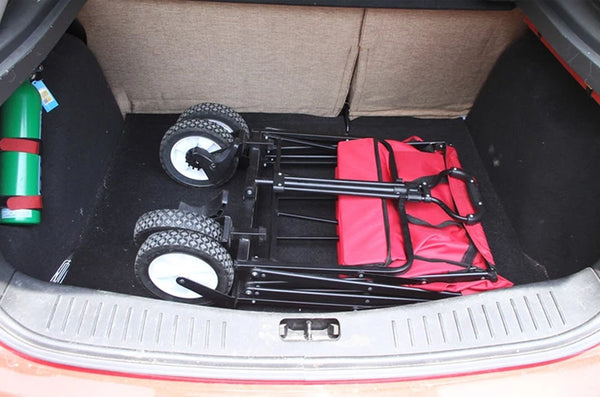 CRONY Ym-003 Folding Shopping Cart With Cover For Beachside Camping Outdoor Heavy Duty Portable Trolley /Red - Edragonmall.com
