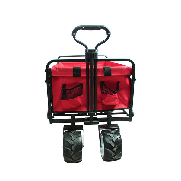 CRONY Ym-003 Folding Shopping Cart With Cover For Beachside Camping Outdoor Heavy Duty Portable Trolley /Red - Edragonmall.com