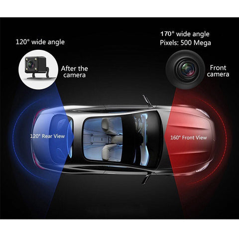 D208 Dual-Camera pushbutton dashcam Car Vehicle Blackbox DVR Dash Camera Night Vision Video Driving Recorder