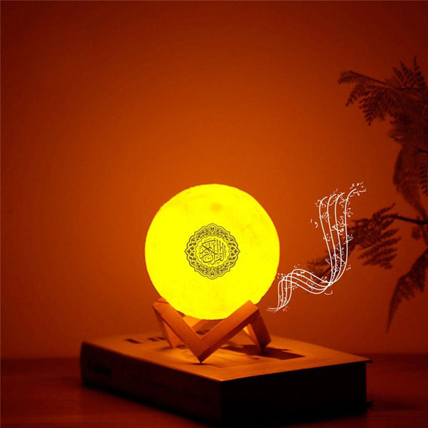 EQUANTU SQ-175 Creative Moon Lamp Quran Speaker Kids Night Light 7 Colors LED 3D Star Moon Light with Stand - Edragonmall.com