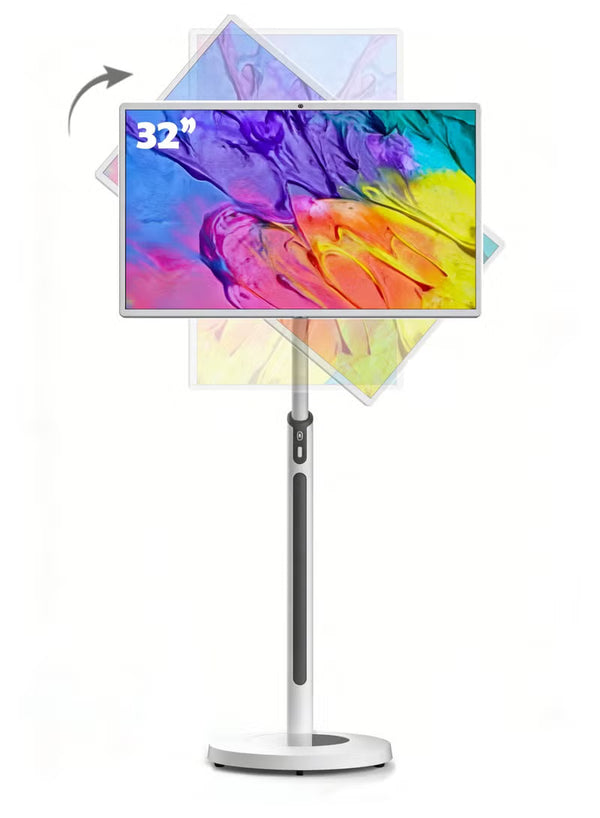 CRONY TX32-1 mobile display 32 Inch Wheeled Portable Monitor with Touch 1080p Built-in Battery Speakers Bluetooth Enabled USB-C HDMI Connection