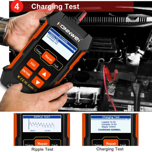 KONNWEI KW520 12V/10A-24V/5A Battery Tester+Charger+Repair Tool with tester and repair function - Edragonmall.com