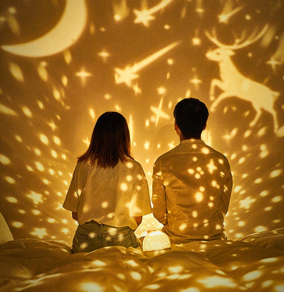 lucky star 8 kinds of pattern light Starry sky projector lamp night light romantic rotating music table lamp - Edragonmall.com