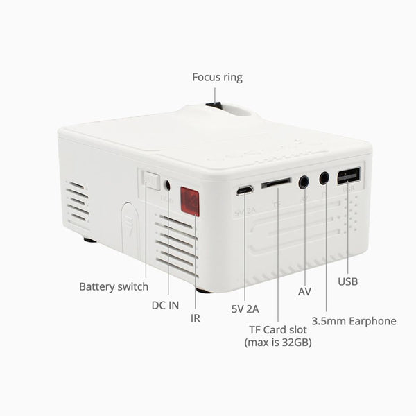Mini Projector, LCD Display LED Portable Projector, Home Theater Cinema USB Children Video Media Player -RD-814 -White - Edragonmall.com