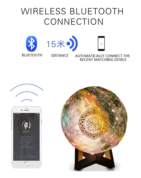 QB-512 guran speaker SQ512 Muslim 3D Starry Moon Light Quran Speaker - Edragonmall.com