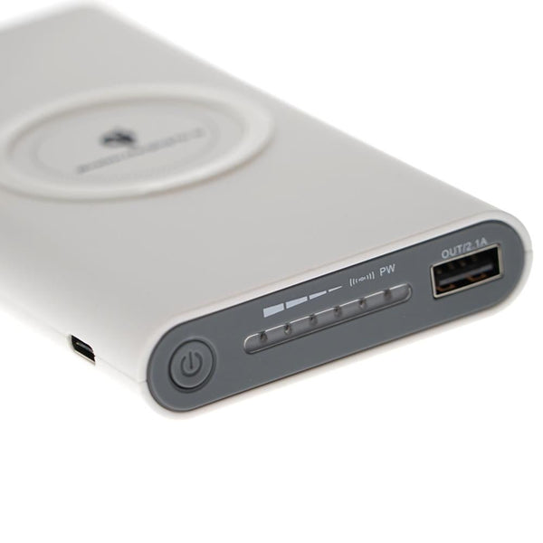Qi Wireless Charger Power Bank for Samsung Phones 10000mAh - White - Edragonmall.com