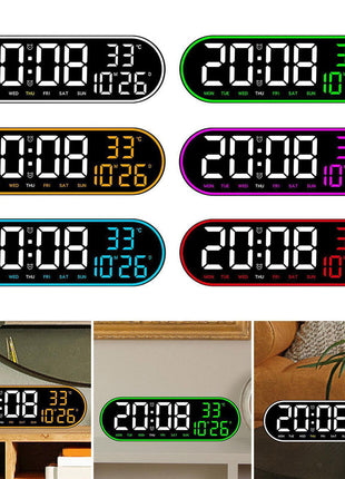 8021 Clock Digital Wall Clock Alarm Clock Wall Mounted Adjustable Temperature Digital Clock Remote Control for Home