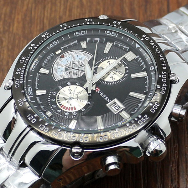 SB-007 CURREN Analog Black Dial Men's Watch - Edragonmall.com