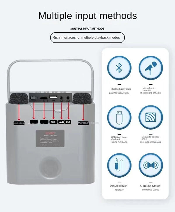 CRONY SD-507 BT Speaker Bt speaker high power karaoke pull rod multifunctional SUBWOOFER SPEAKER with wireless LED