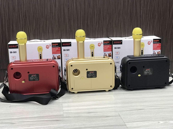 SDRD Sd-501 Home Speaker Microphone Integrated Single Sing Mobile Phone Karaoke | Gold - Edragonmall.com
