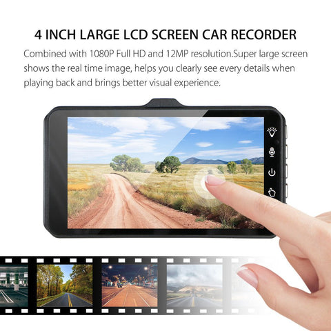 V3S Dual-Camera touch dashcam 1080P Full HD 4" IPS LCD Touch Screen Display Dual Lens Car Camera Car DVR