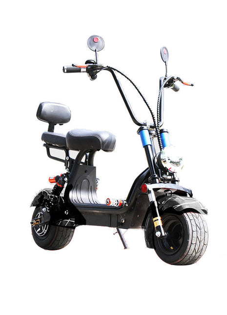 CRONY Small Harley two seat big tires with BT  1000w 60KM/H high power two wheels adult electric scooter motorcycle | Black Spider