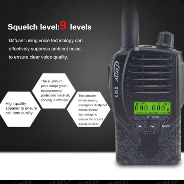 Crony 10W CY-8800 UHF Long Range Walkie Talkies 8-20km Two Way Radio Warterproof with headsets