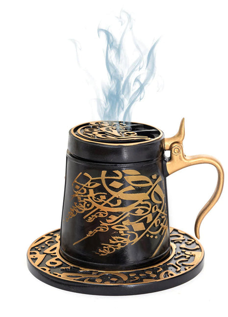 Bakhoor Big teacup Bukhoor Dukhoon Portable Incense Burner-Black