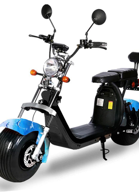 CRONY G-028 1500W Electric Motorcycle  Harley Double Seat with double battery Rugged Electric Fat Tire |  blue