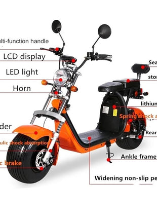 CRONY G-029 3000W Electric Motorcycle Motorbike High Speed Harley tyre Double Seat with double battery | Orange/yellow