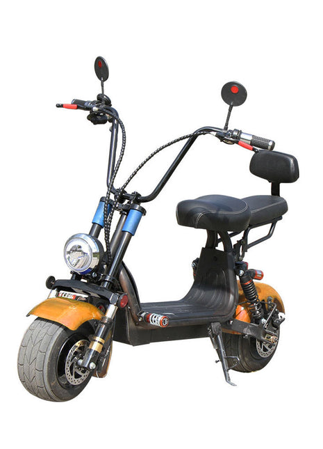 CRONY Small Harley two seat big tires with BT  1000w 60KM/H high power two wheels adult electric scooter motorcycle | orange