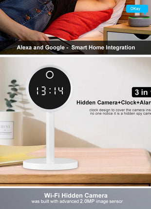 X8-1080P-WiFi Clock Camera Wireless Clock Camera Head, Top Quality New Design Table Clock