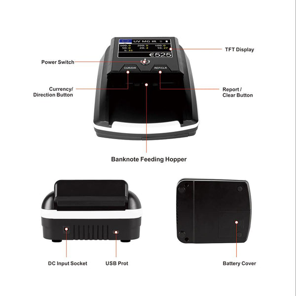 CRONY CN-136 Automatic Money Detector TFT Display Auto Fake Note Money Detector Portable Counterfeit Bill detector Money Counter