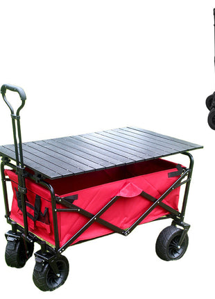 CRONY Ym-003 Folding Shopping Cart With Cover For Beachside Camping Outdoor Heavy Duty Portable Trolley /Red