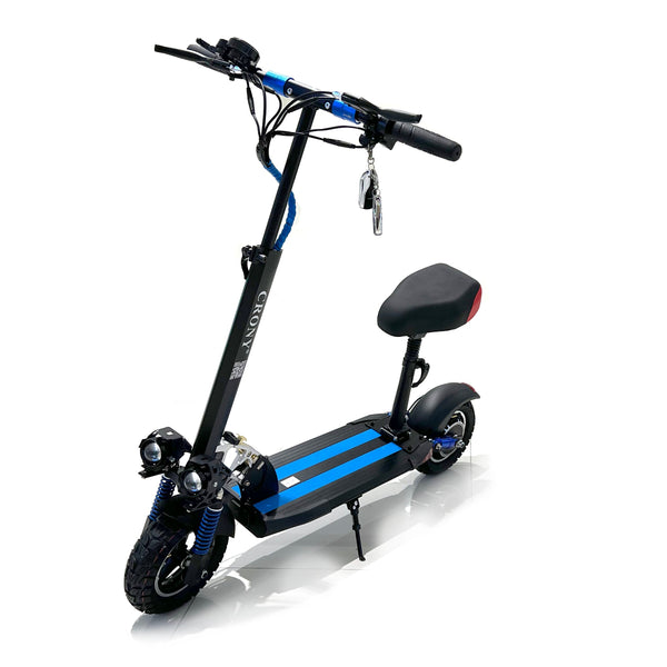 CRONY V10 Blue Fast Speed Electric Scooter 1200W Motor, 48V Battery, Top Speed 68Km/h, Range 20-40Km, Triple LED Headlamps, Base LED Lights, 10 Inch Tyres