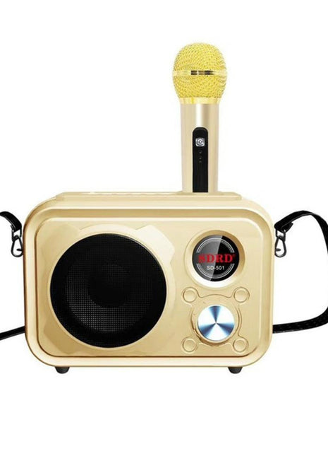 SDRD Sd-501 Home Speaker Microphone Integrated Single Sing Mobile Phone Karaoke | Gold