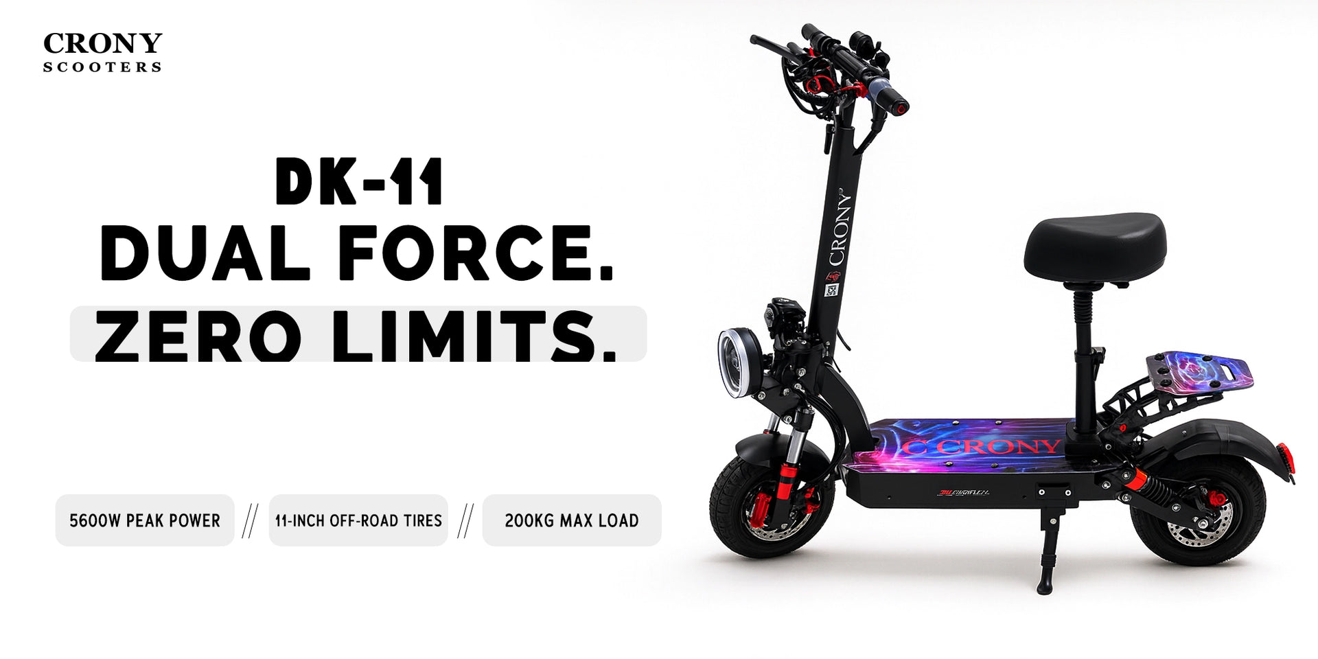 CRONY DK-11 LED 2800W 11 inch Wide tire High configuration E-Scoot bike 80-95KM/H Electric Scooter - Hero Banner 1