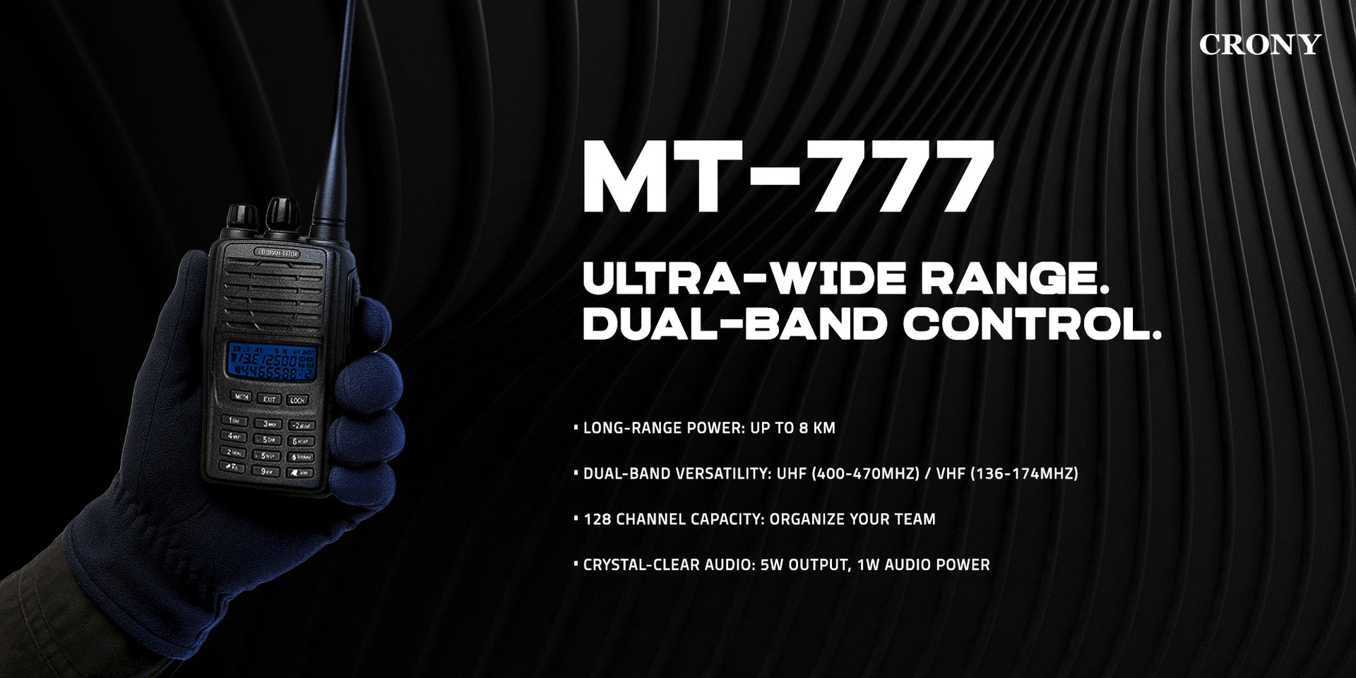 Crony 7W MT-777 UHF Long Range Walkie Talkie Rechargeable Protable Radio Wireless Radio 5-15km - Hero Banner 1