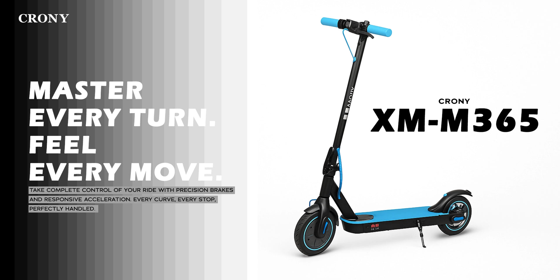 CRONY M365 Electric Scooter with 250W Motor 36V Battery App Connectivity Quick Easy Folding Rear Disc Brake - Hero Banner 1