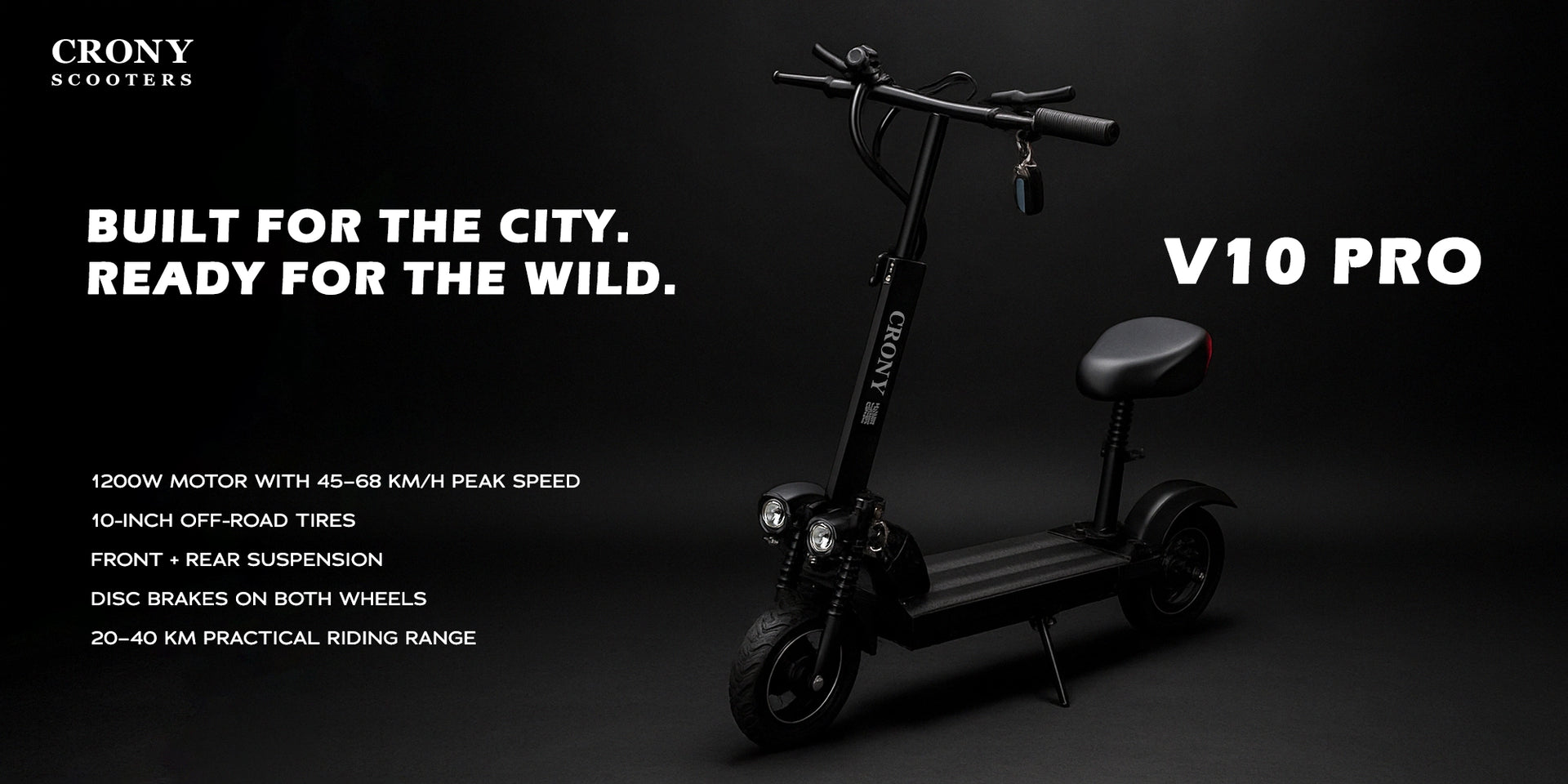 CRONY V10 Pro Black max speed 35km/h Fast Speed E-scooter 38v 1000w strong powerful electric scooter foldable 10 inch electric scooter (Refurbished) - Hero Banner 3