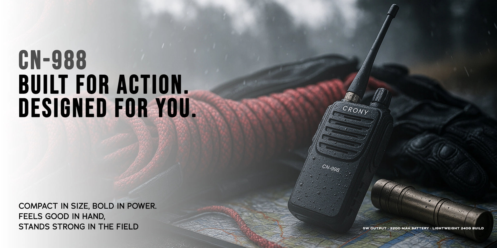Crony 5W CN-988 Handheld Long Distance UHF/VHF Walkie Talkies Two-way Radios 5-8 KM - Hero Banner 2