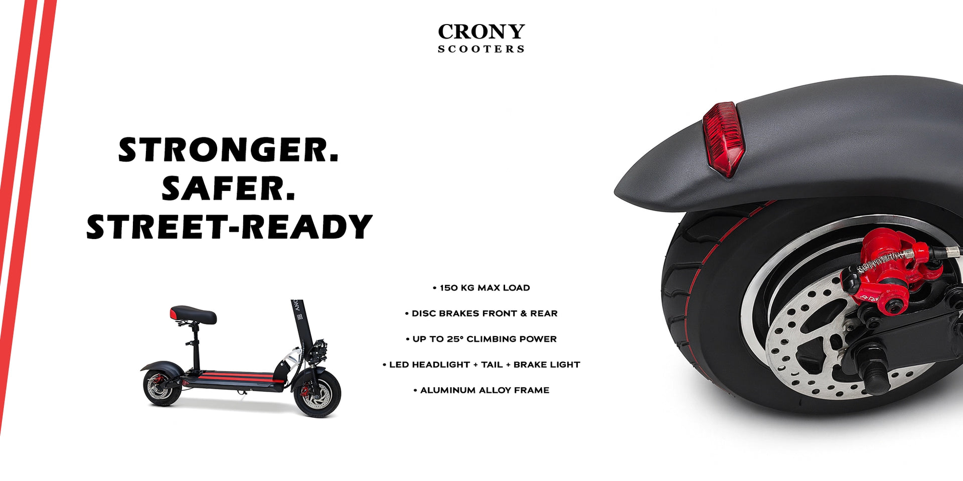 CRONY V10 Pro Red max speed 35km/h Fast Speed E-scooter 38v 1000w strong powerful electric scooter foldable 10 inch electric scooter (Refurbished) - Hero Banner 3
