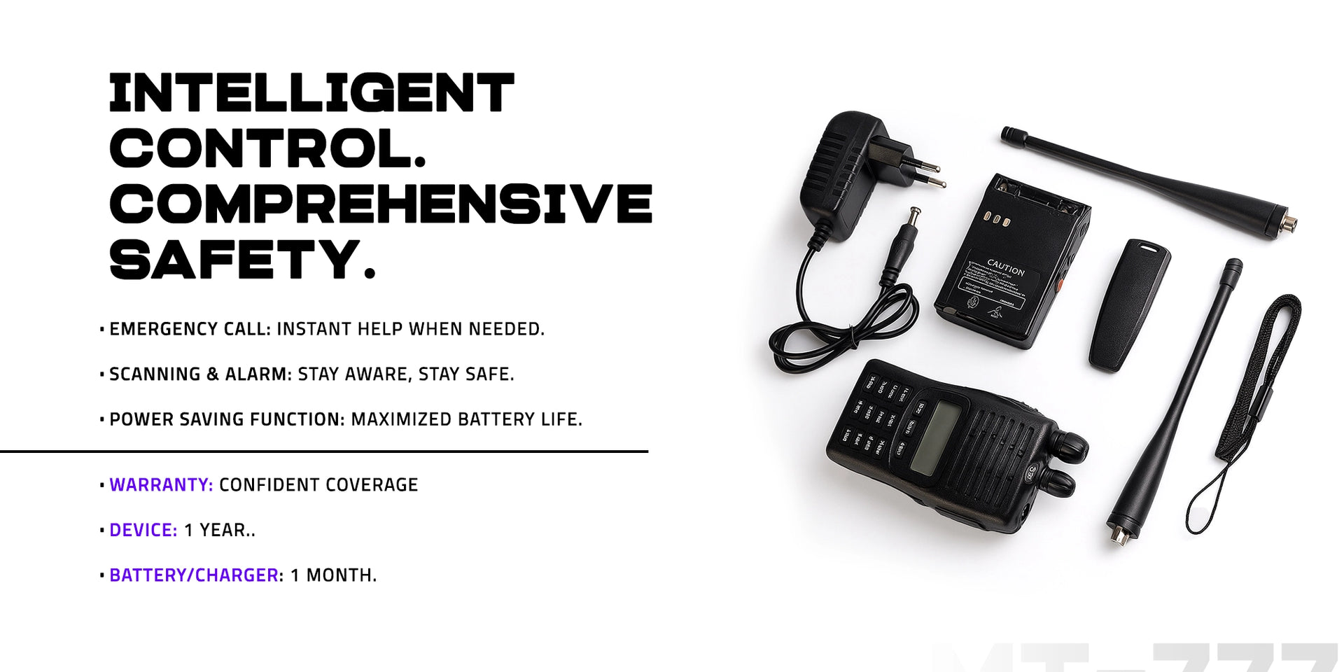 Crony 7W MT-777 UHF Long Range Walkie Talkie Rechargeable Protable Radio Wireless Radio 5-15km - Hero Banner 3