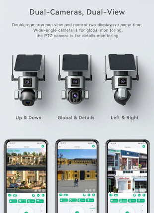 CRONY S5 4G-4K-8MP-10X Solar Dual Linkage Battery PTZ Camera  8MP Wireless CCTV Camera Outdoor IP66 Waterproof Solar Dual Camera