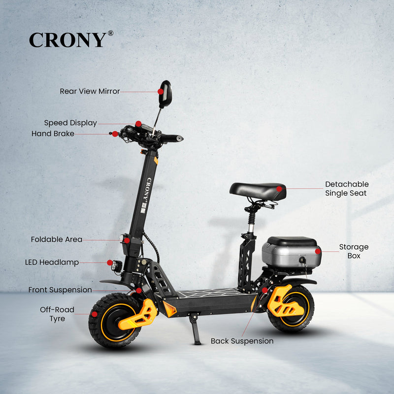 CRONY M4 Max Dual Drive Electric Scooter 1200Wx2 Motors 48V/20AH Battery 35-50KM Range Disc Brakes Front/Rear Suspension