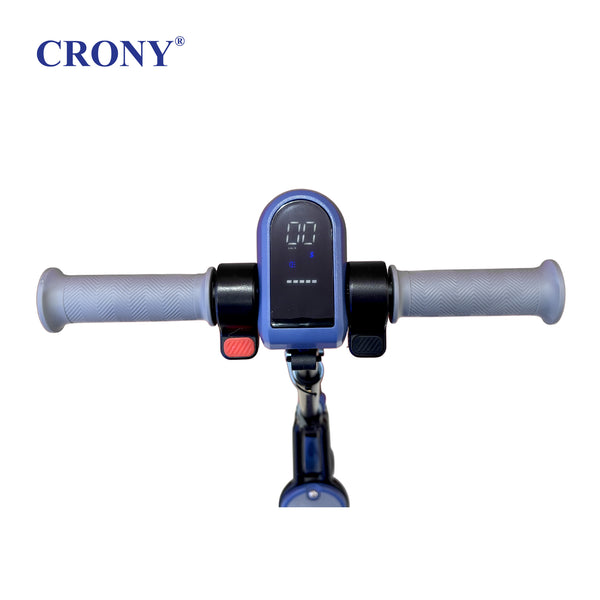 CRONY E68 Electric Scooter for Kids, 110W Motor, 10–16 KM/H Top Speed, 24V 2.5Ah Battery, 5–8 KM Range, 6.5-Inch Tires, Easy Folding, Adjustable Handlebar, LED Headlight & Rear Wheel Light, Bluetooth Speaker, Blue