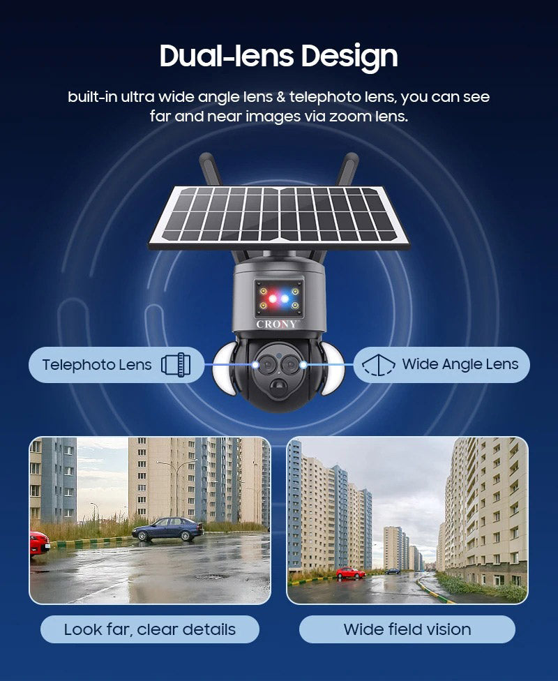 CRONY ST-558-8MP-12X-4G Dual Lens Zoom Solar Battery Camera Solar Camera CCTV Surveillance PIR Outdoor 12X Zoom Dual Lens