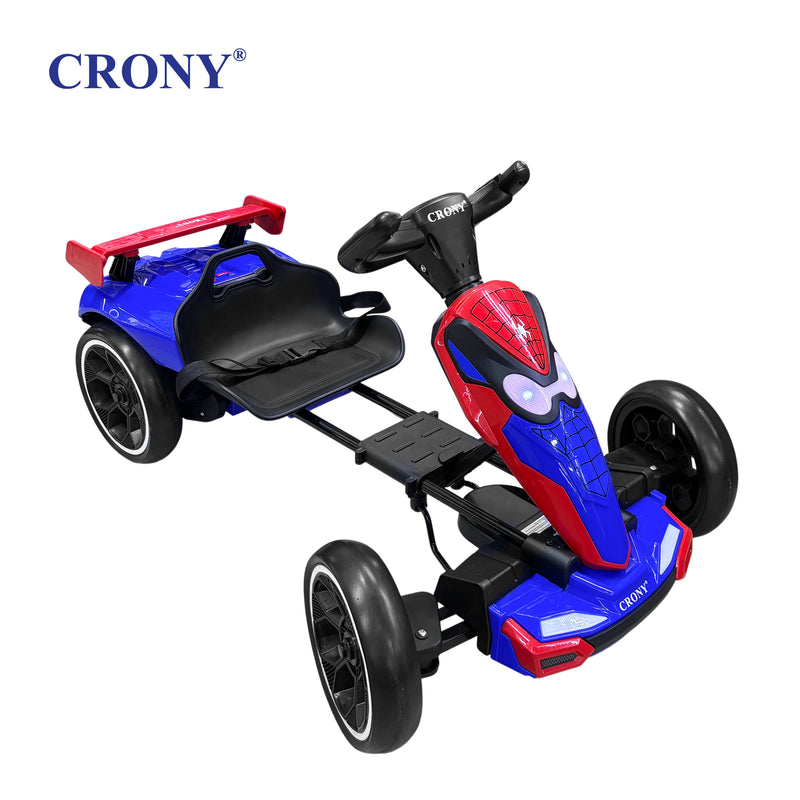 CRONY T3 Kids Electric Go Kart with Remote Control, 390W Motor, 6V 4.5Ah Battery, 5-6KM/H Speed, LED Headlights, Bluetooth Speaker, Seat Belt, Forward & Reverse Switch, Ride On Kart for Kids