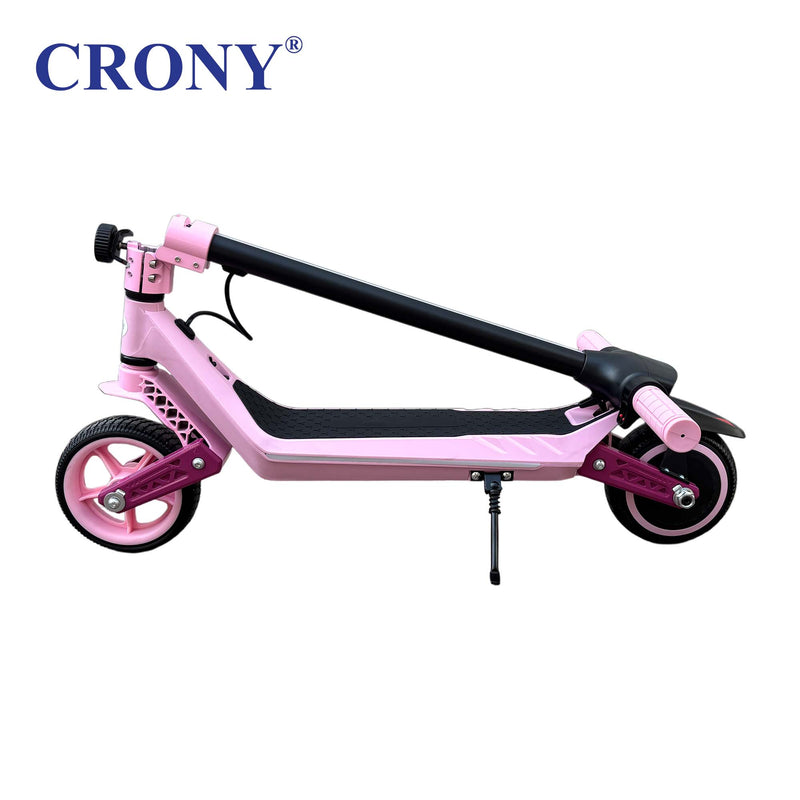 CRONY E72 Dual-Shock Electric Scooter for Kids, Pink, 150W Motor, 24V 2.6Ah Battery, 8-12KM/H Speed, 5-10KM Range, Front & Rear Suspension, LED Display, Easy Folding, 1 Year Motor Warranty