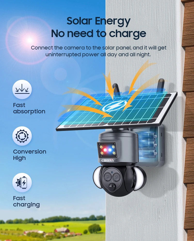 CRONY ST-558-8MP-12X-4G Dual Lens Zoom Solar Battery Camera Solar Camera CCTV Surveillance PIR Outdoor 12X Zoom Dual Lens