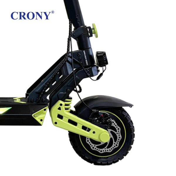 CRONY D2 Dual Motor Electric Scooter with Seat, 4000W (2000W x2), 48V 18.2Ah Battery, 45-60KM Range, Up to 70KM/H, 10-Inch Tires, Front & Rear Suspension, Disc Brakes, LED Lights, Bluetooth APP, Green